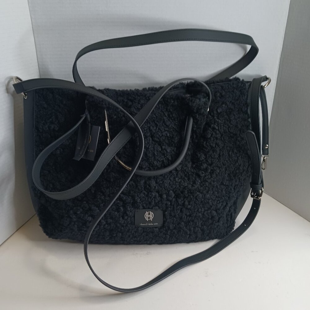 HOUSE OF HARLOW 1960 Sherpa Weekender Satchel Bag Black